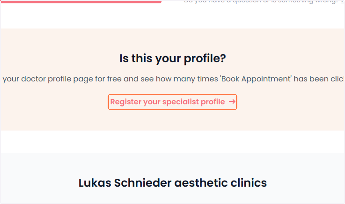 Click on ‘Register Your Specialist Profile’. Klik op ‘Registreer je specialistenprofiel’.
