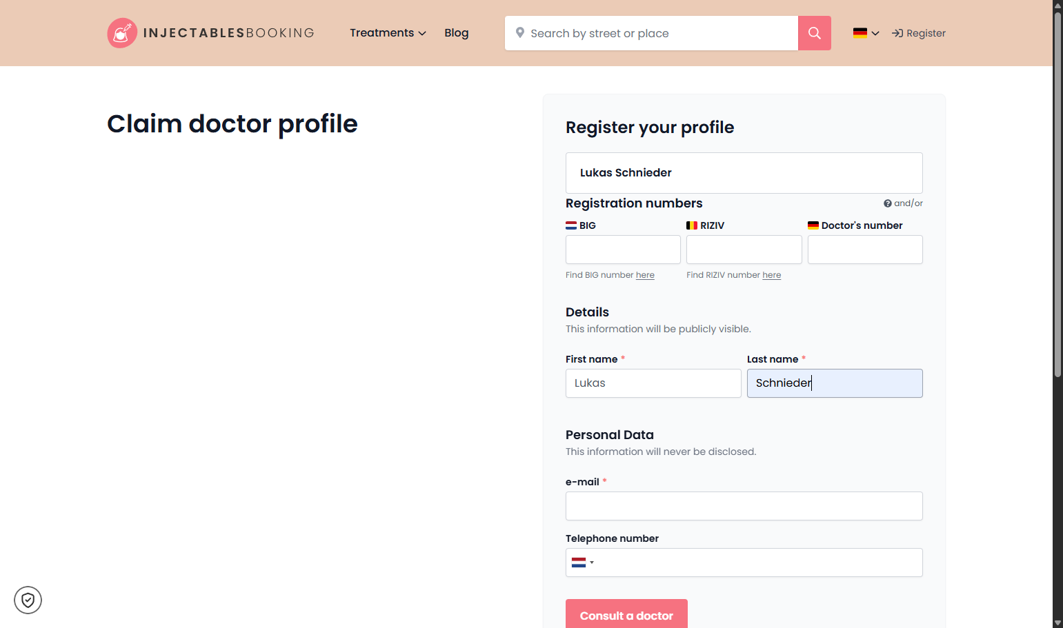Personal details Persoonlijke gegevens