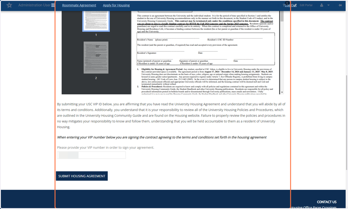 Read the Housing Agreement