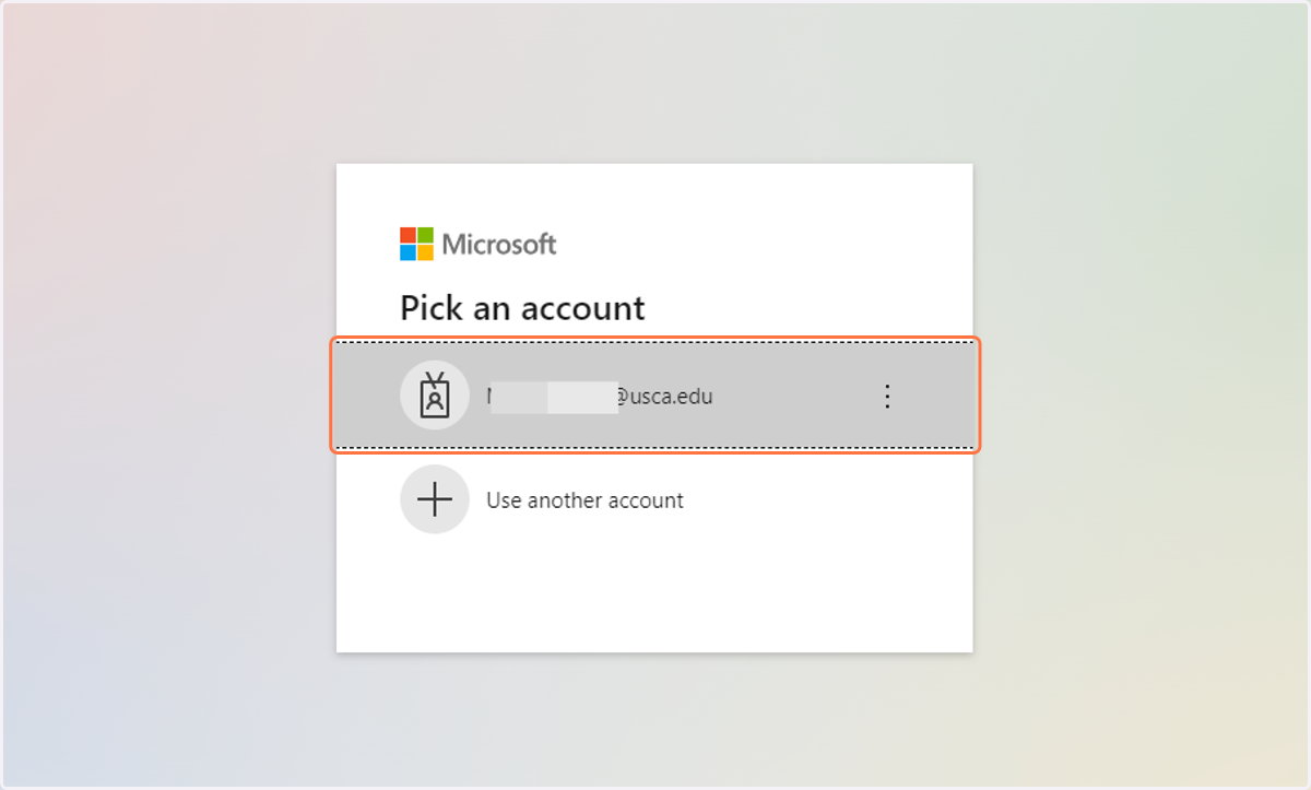Click on Sign in with school account - Use usca.edu email and email password.