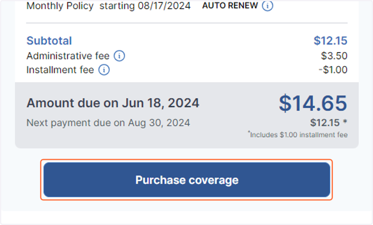 Click on Purchase coverage