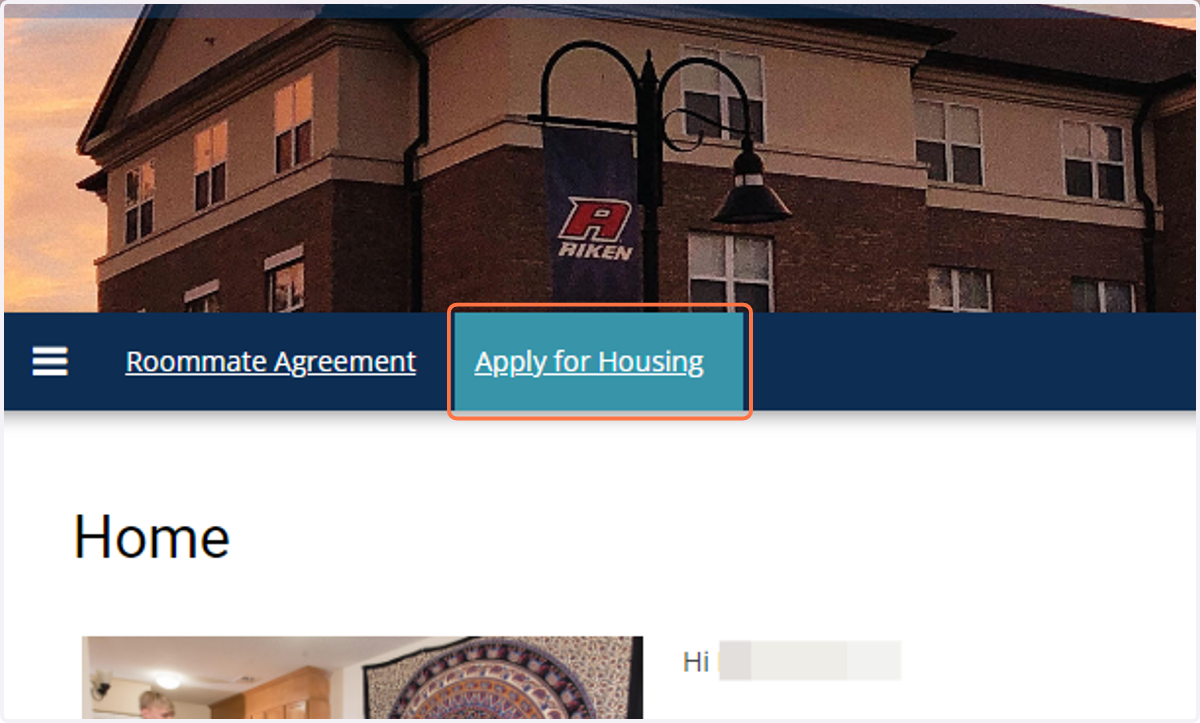 Click on Apply for Housing
