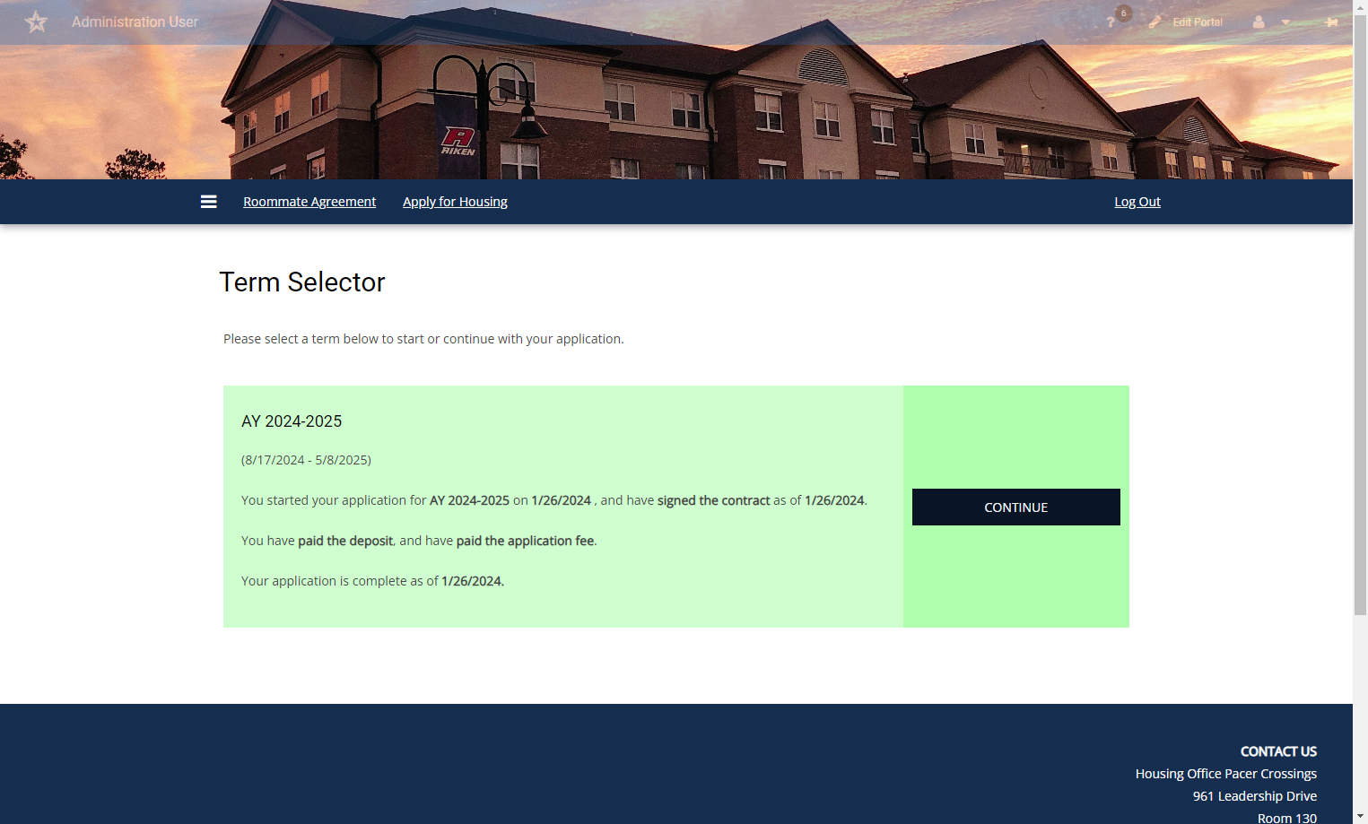 Click on Application for AY 2024-2025