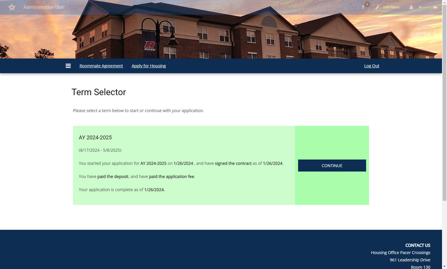 Click on Term Selector for AY 2024-2025