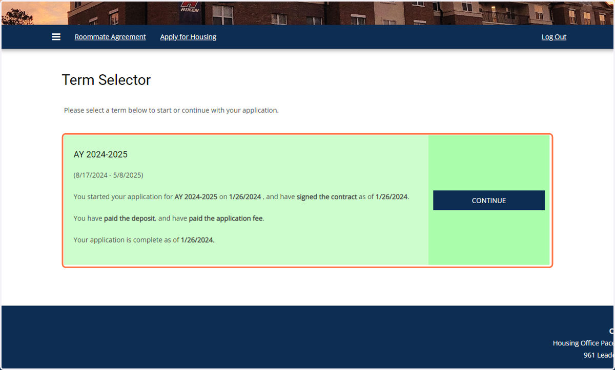 Click on Term Selector for AY 2024-2025