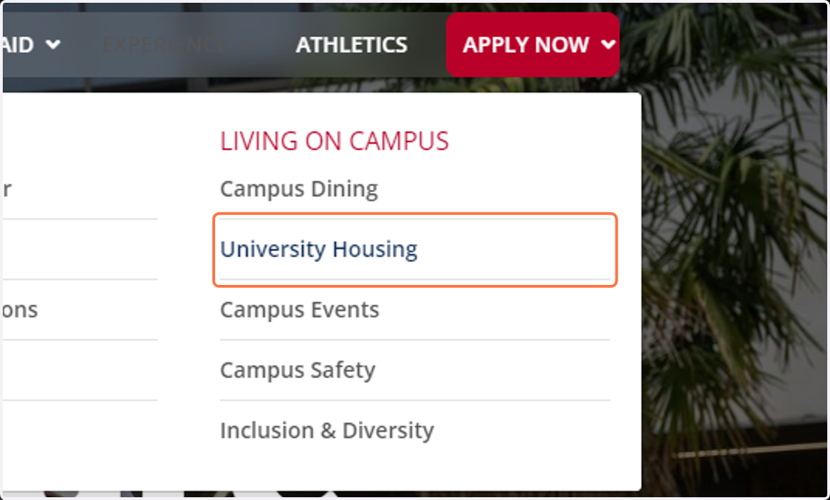 Click on University Housing