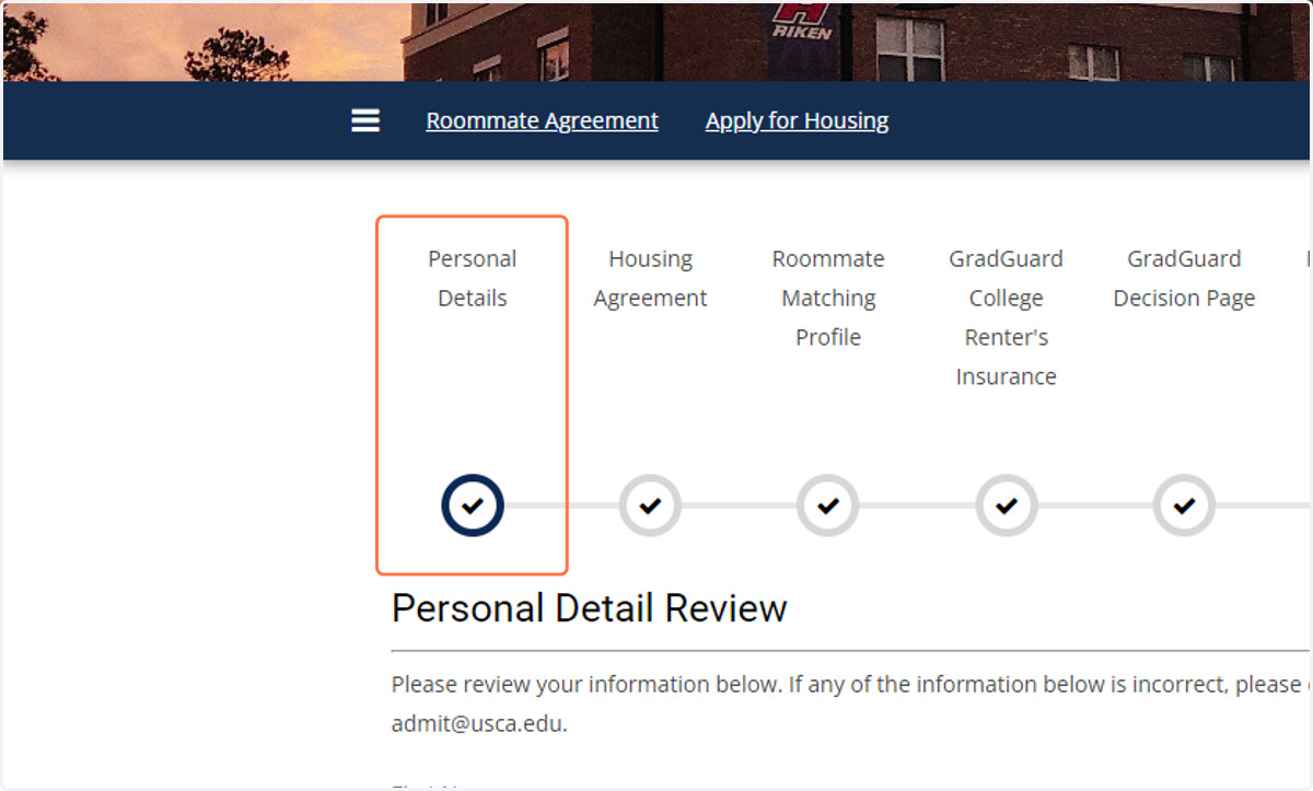 Click on Personal Details