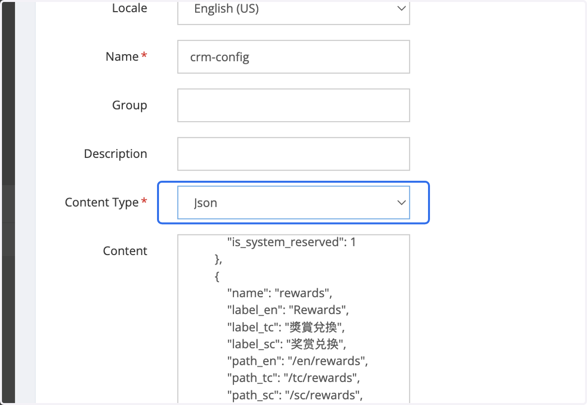 Select Json as Content Type