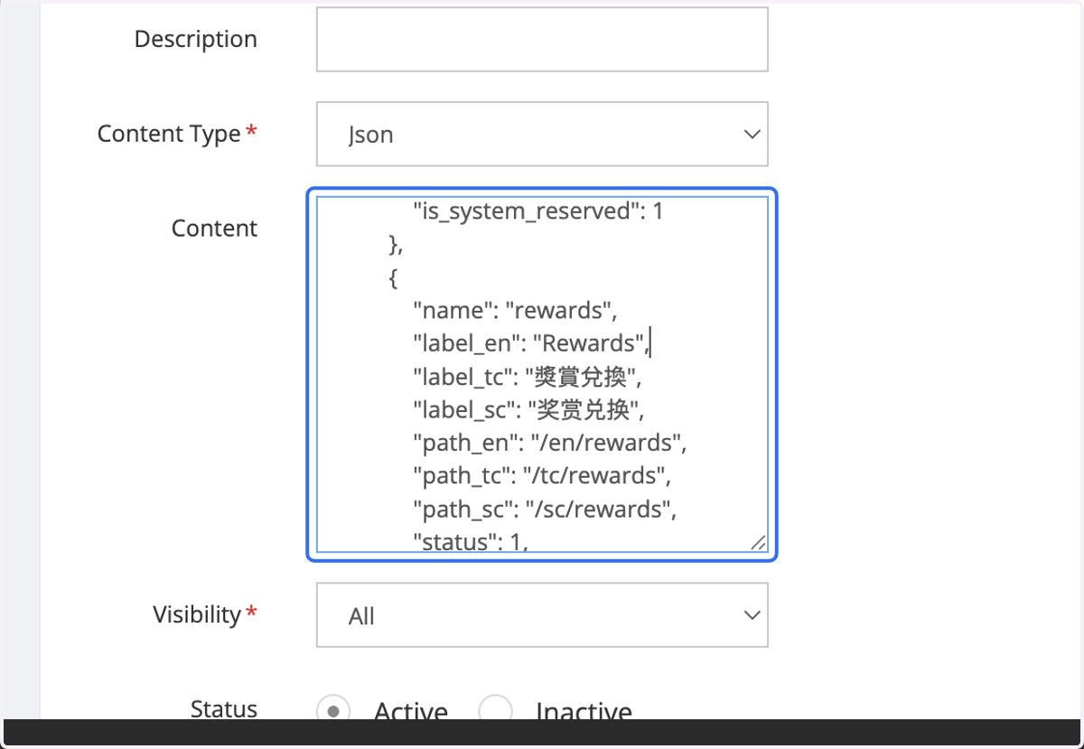 Insert the code into the content box