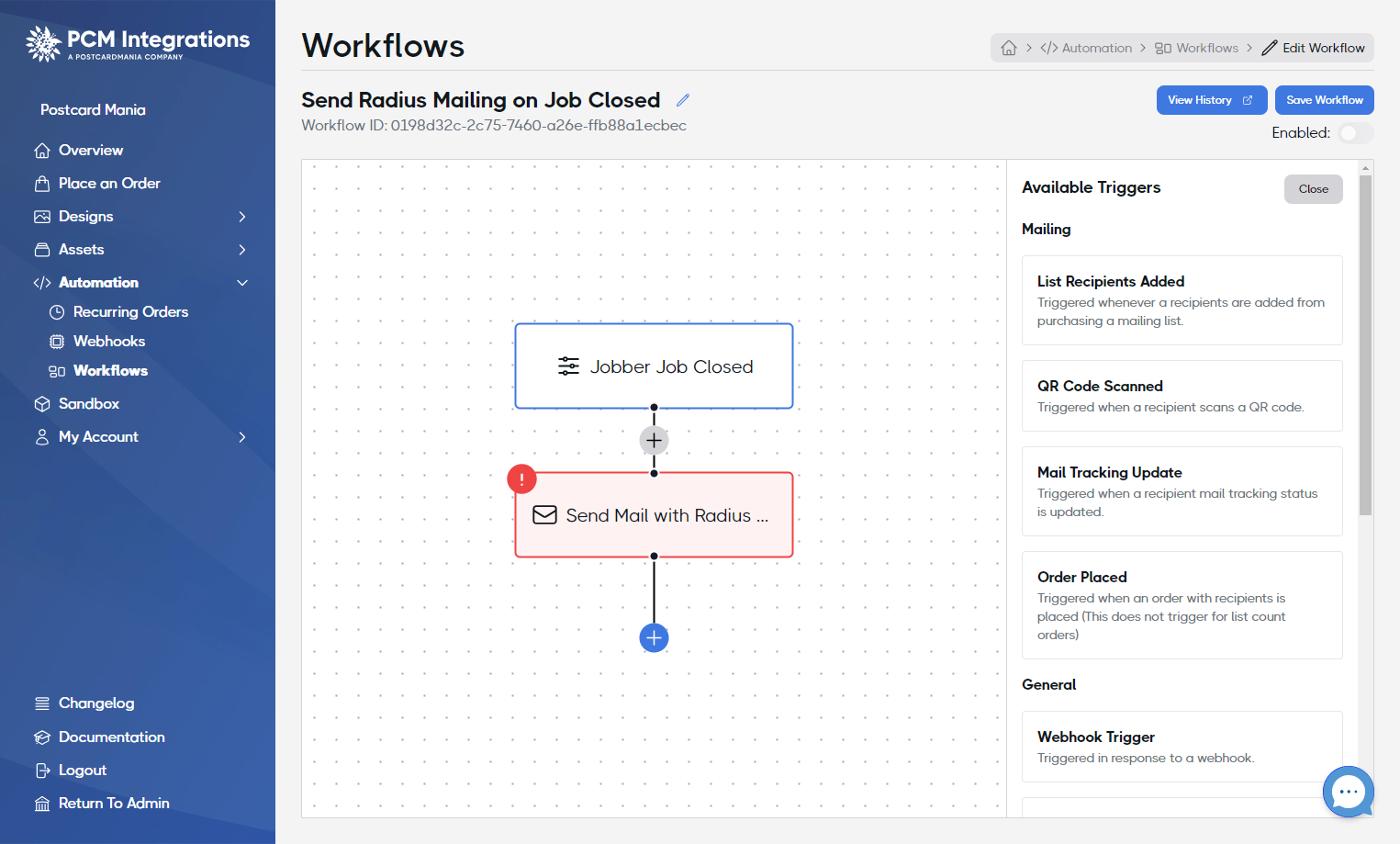 Click on Save Workflow and congratulations, your Workflow Automation finished!