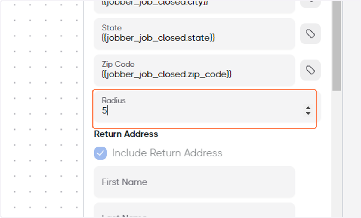Determine the Radius around the closed job's address
