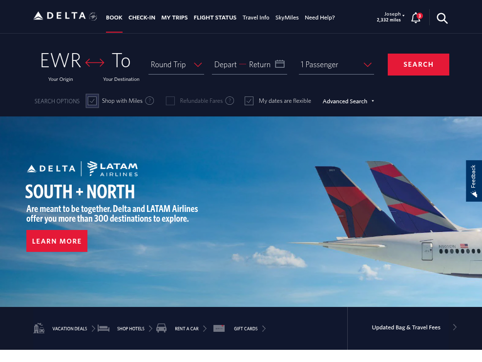 Click on EWR…
