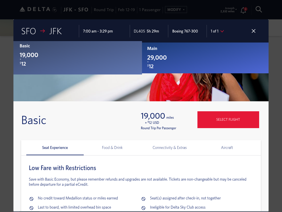 Click on SELECT FLIGHT