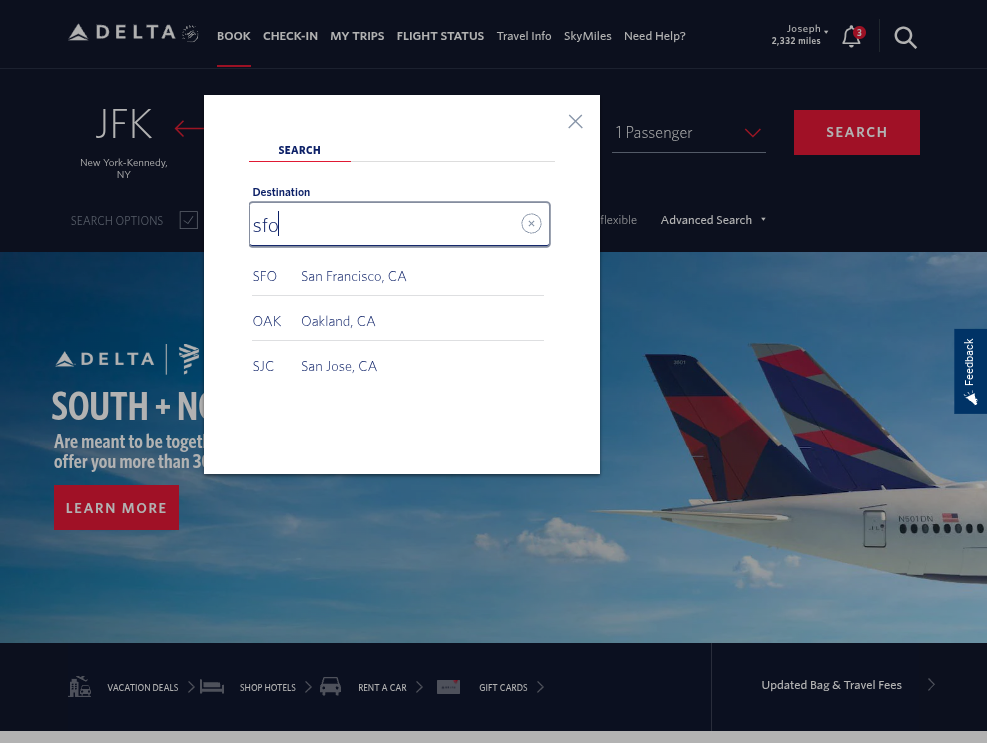 Click on SFO…