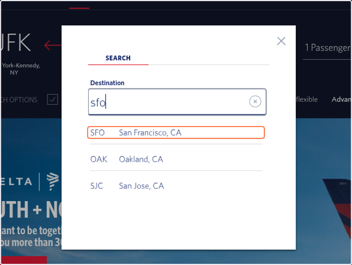 Click on SFO…