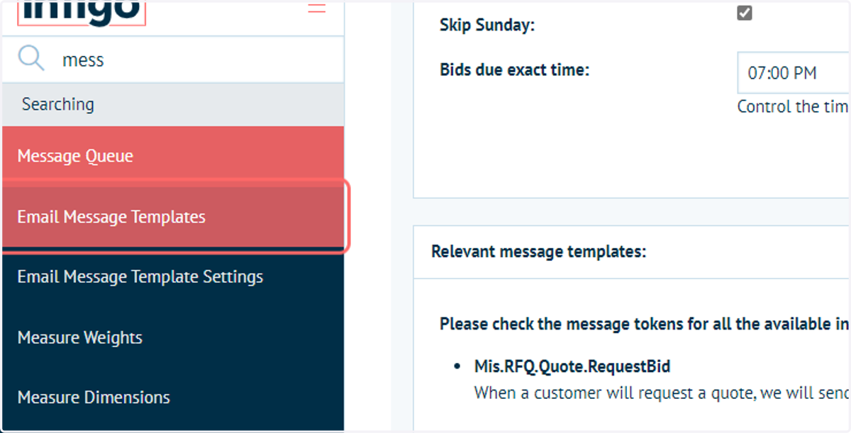 Navigate to the Email Message Templates page