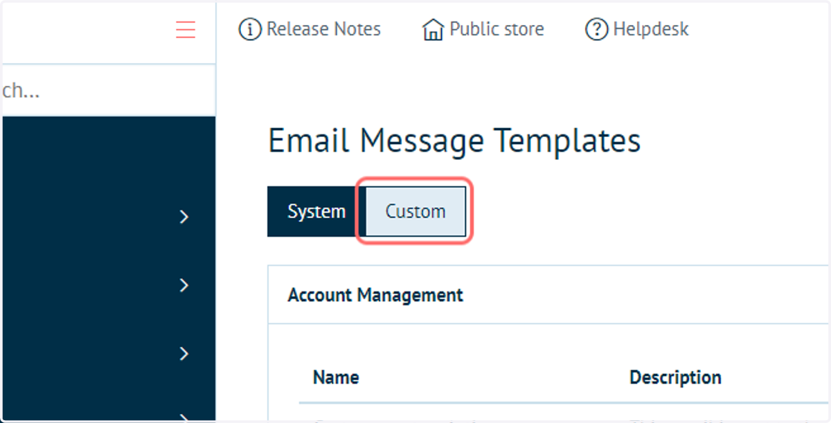 Click on Custom