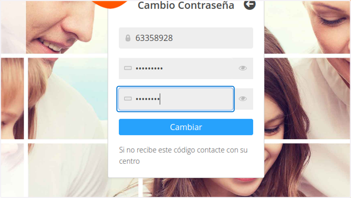 Repetimos la contraseña para validarlo. Siempre podemos pulsar en el ojito para ver la contraseña que está camuflada.