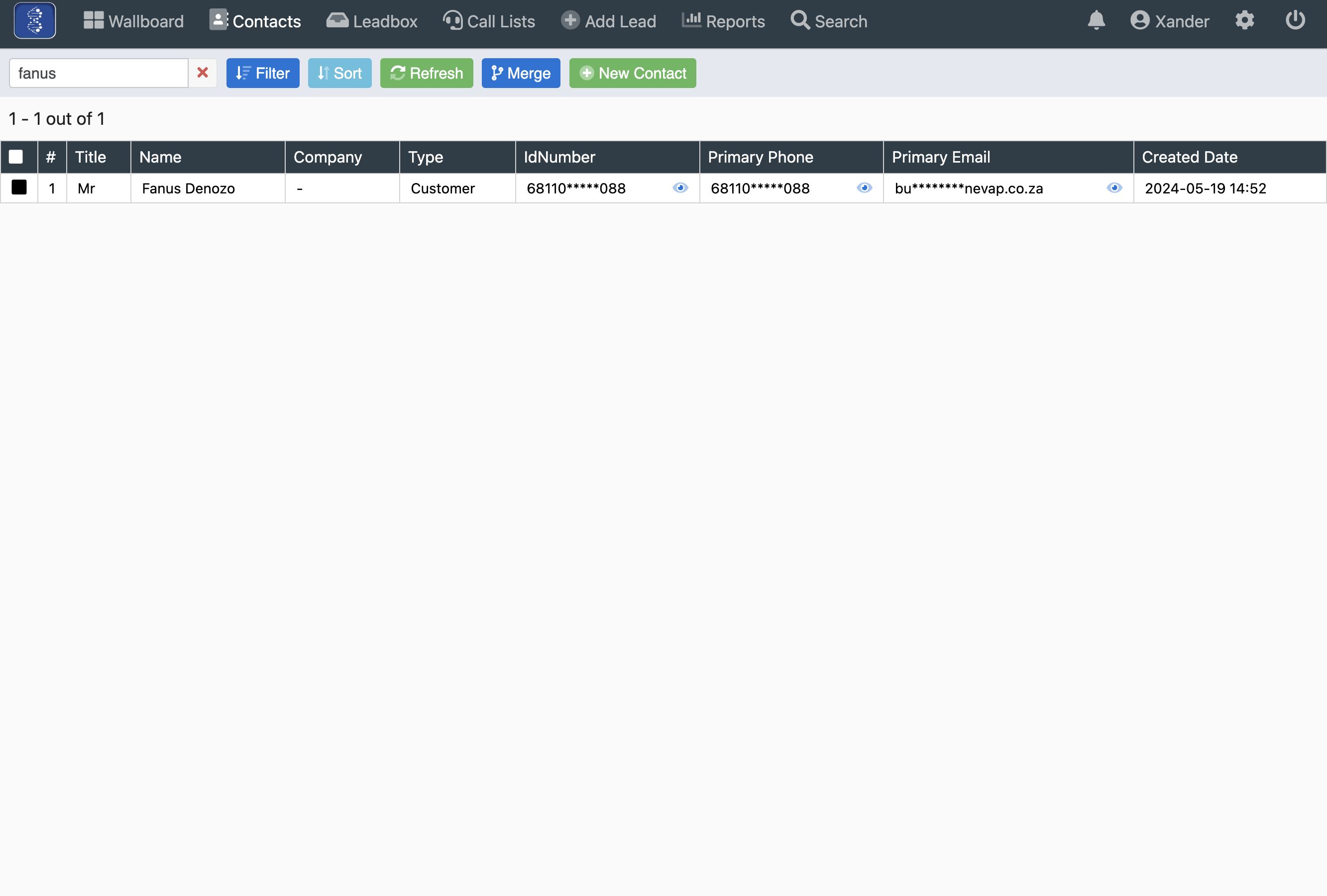 Click on Search, type in the clients name and press enter