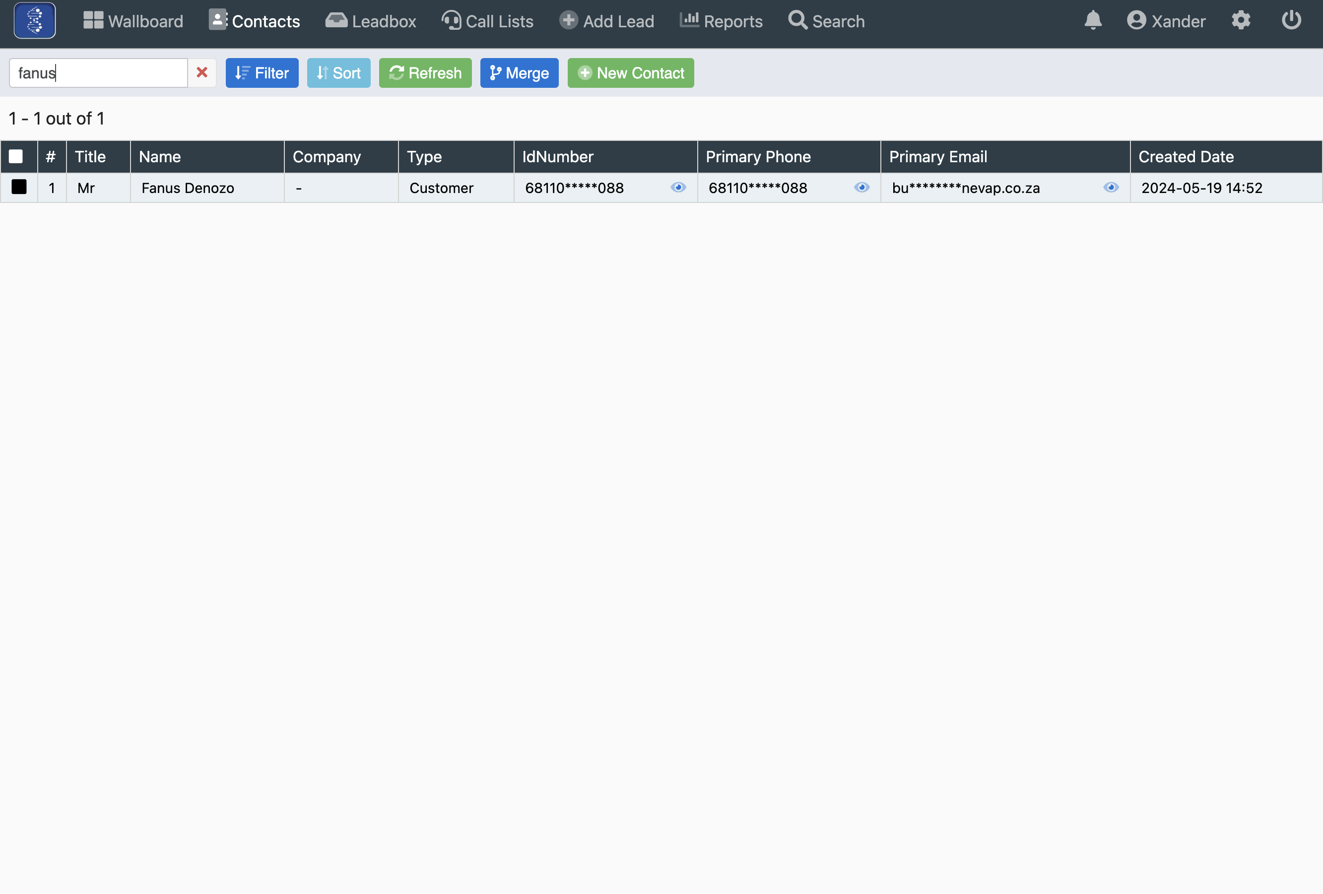 Click on the Client that you have searched for