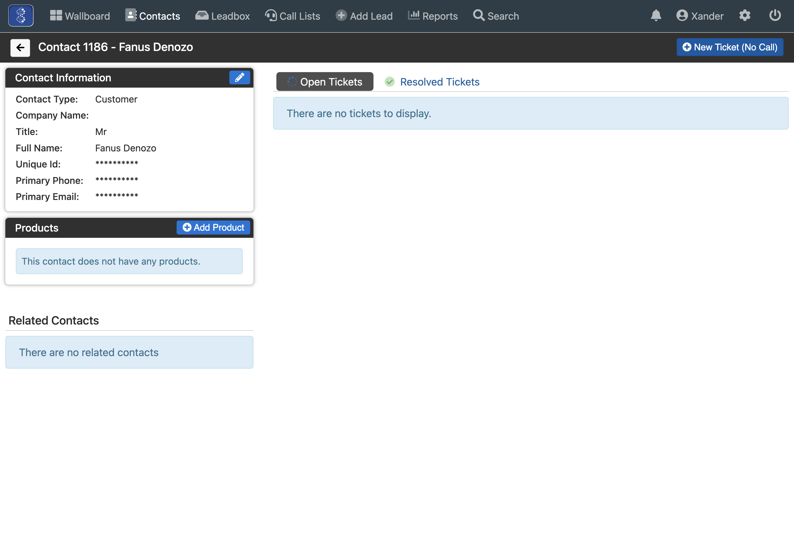 Click on New Ticket (No Call) - to open up the campaign/workflows