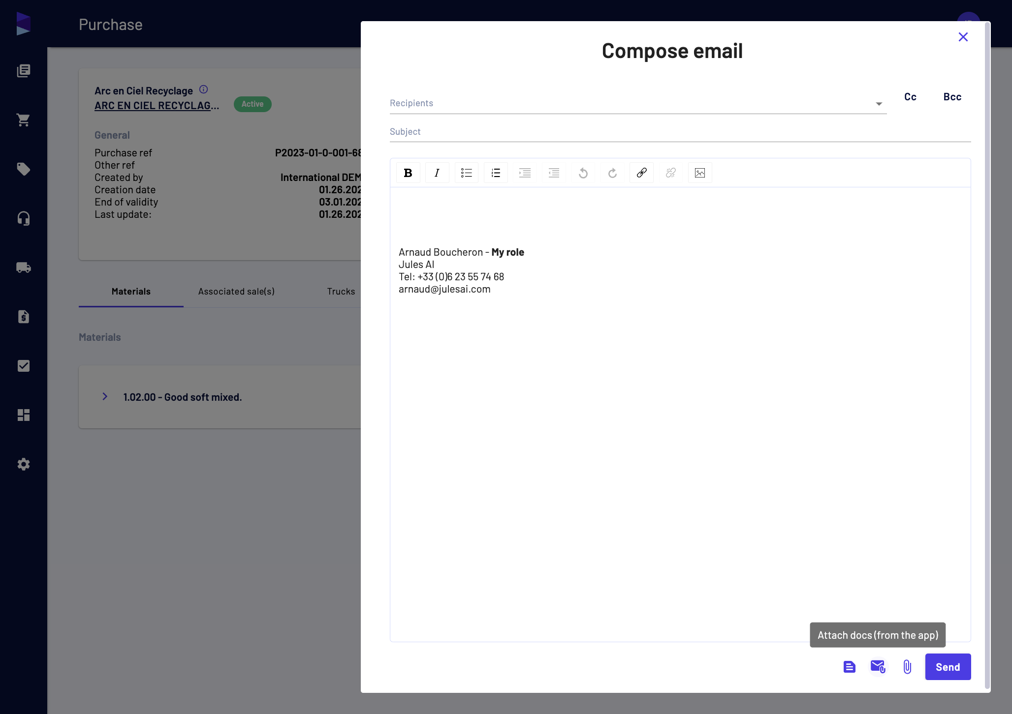 Then click on "Attach docs (from the app)"