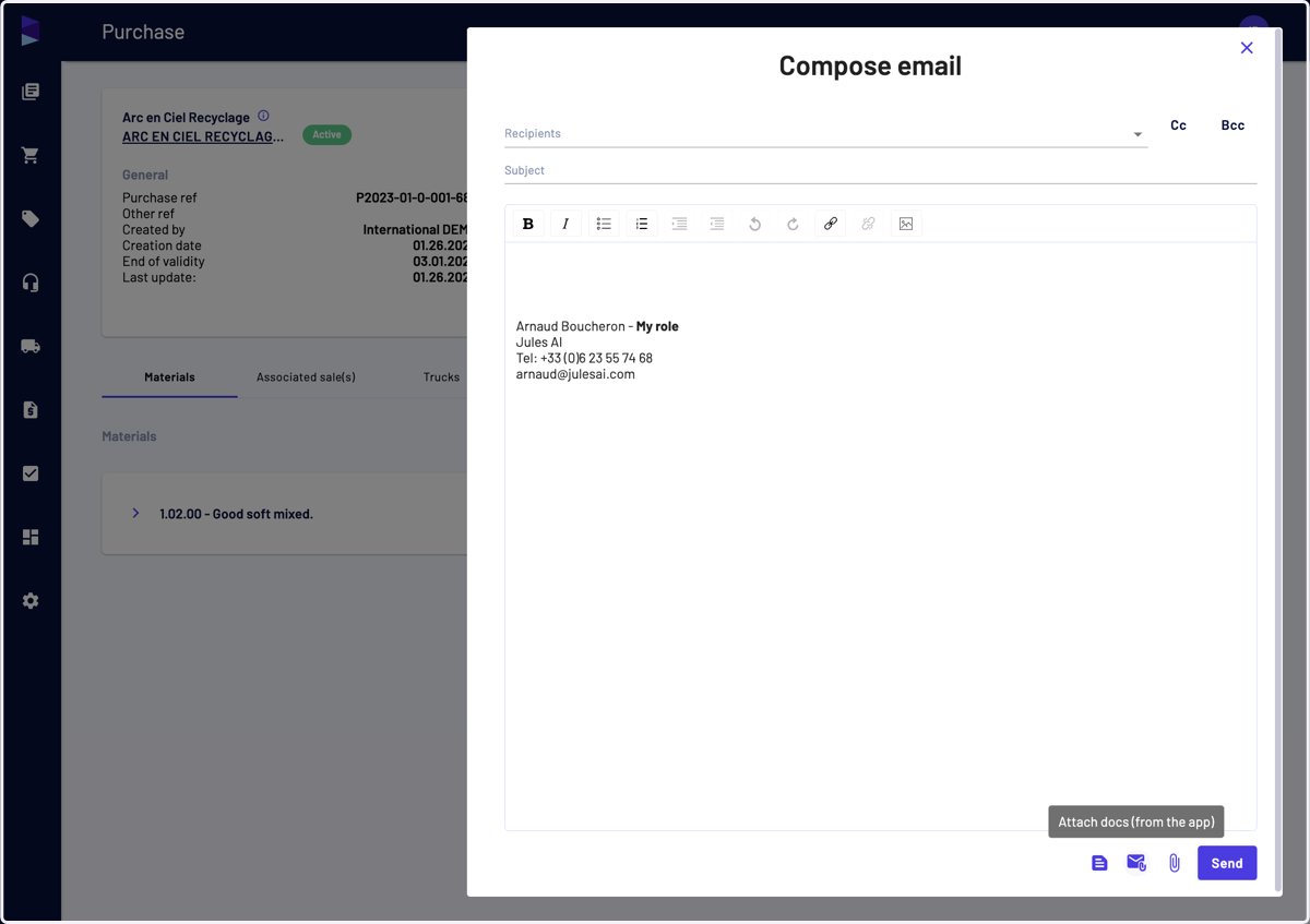Then click on "Attach docs (from the app)"
