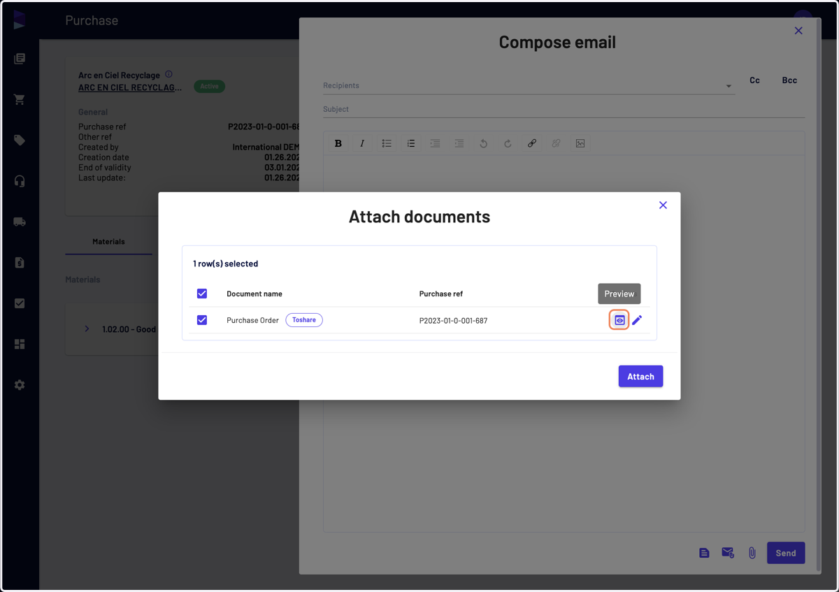 For any document, click on "Preview" in order to open the document in a new tab and preview it