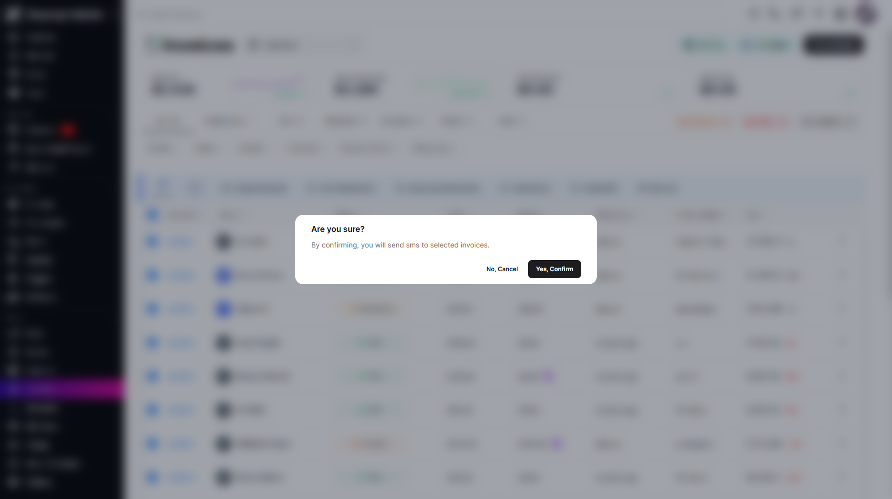 Step 9: You can also send SMS in bulk. Like other bulk actions, a confirmation pop-up will appear.
