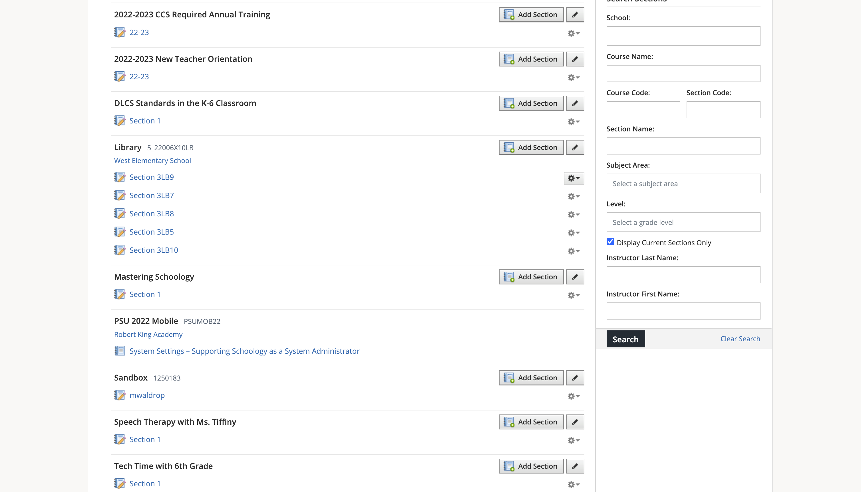 Click on Settings wheel beside the section you want to begin linking to.