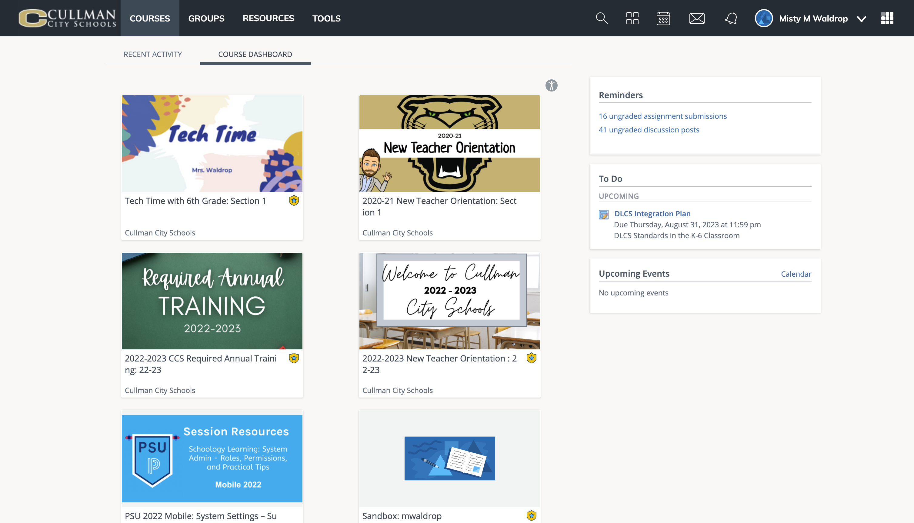 Click on COURSES