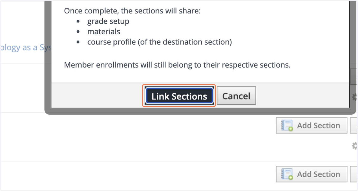 Click on Link Sections