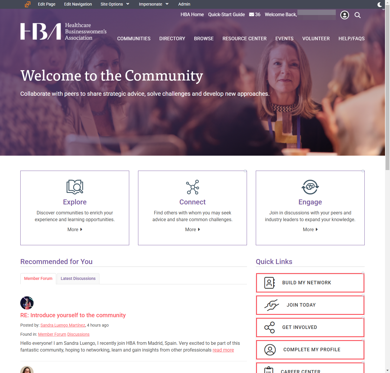 Click on HBA the profile image