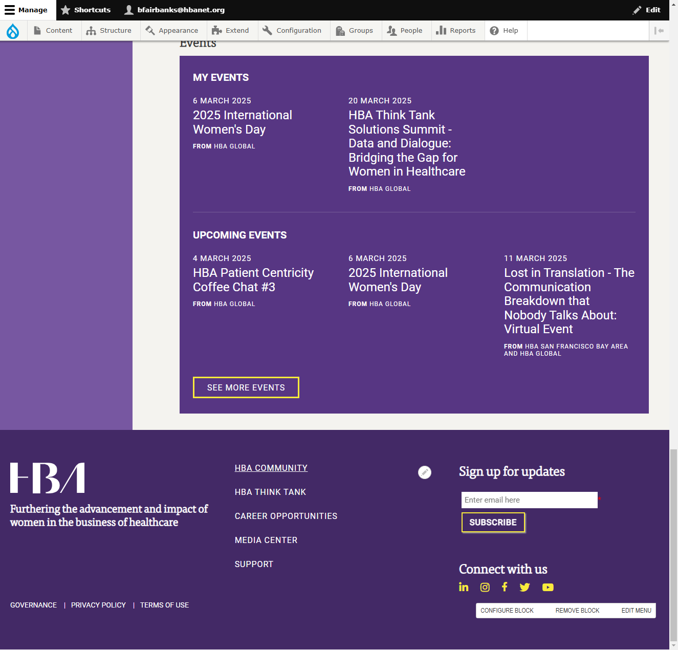 Click on HBA COMMUNITY