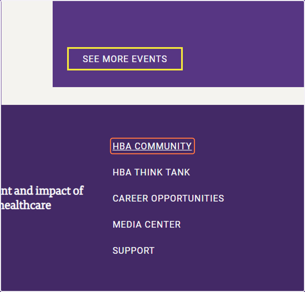 Click on HBA COMMUNITY