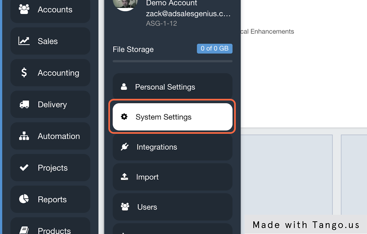 Click on System Settings