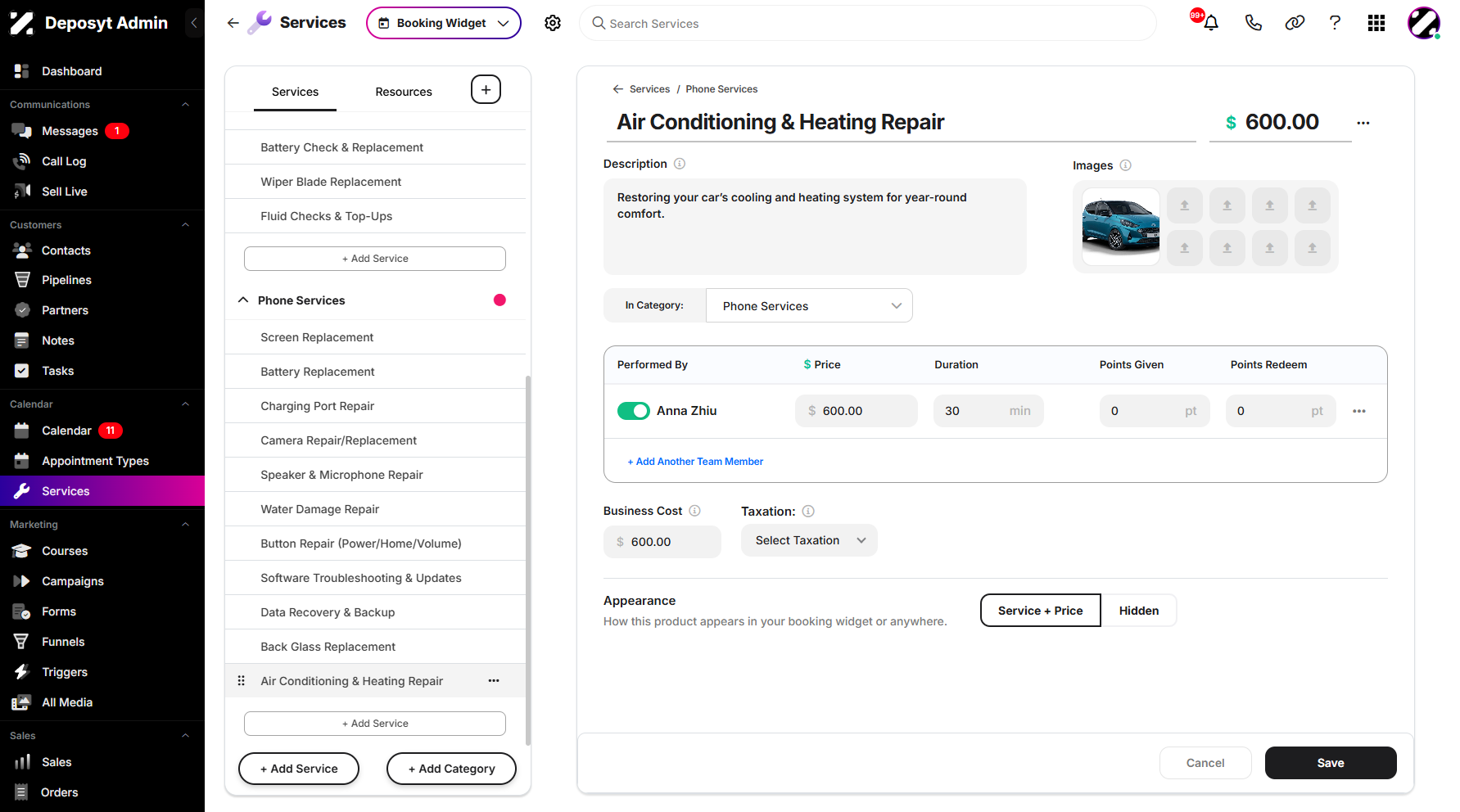 Step 6: You can now see that your selected service has been moved to the new category.