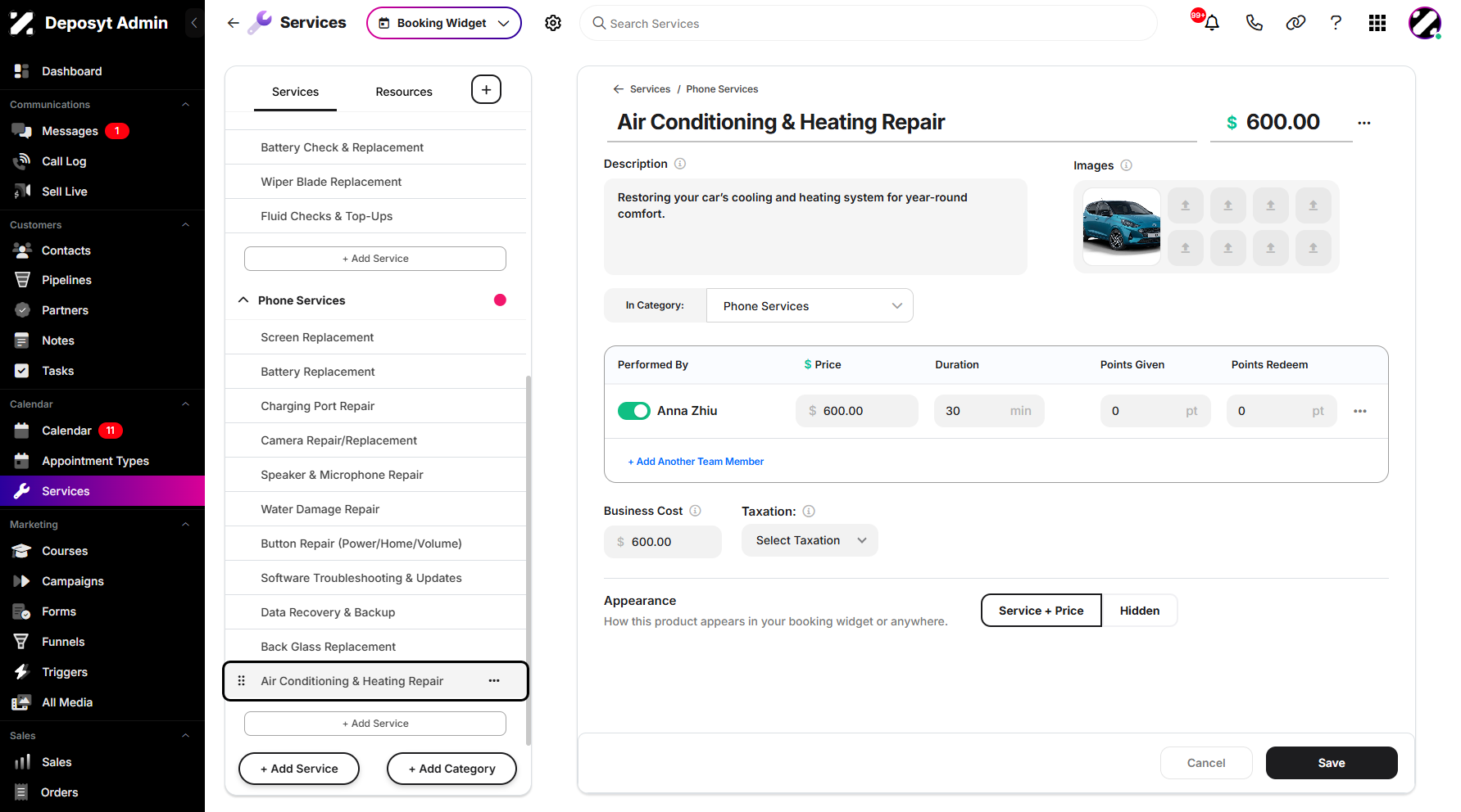 Step 6: You can now see that your selected service has been moved to the new category.