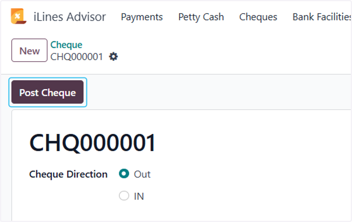 Click on Post Cheque