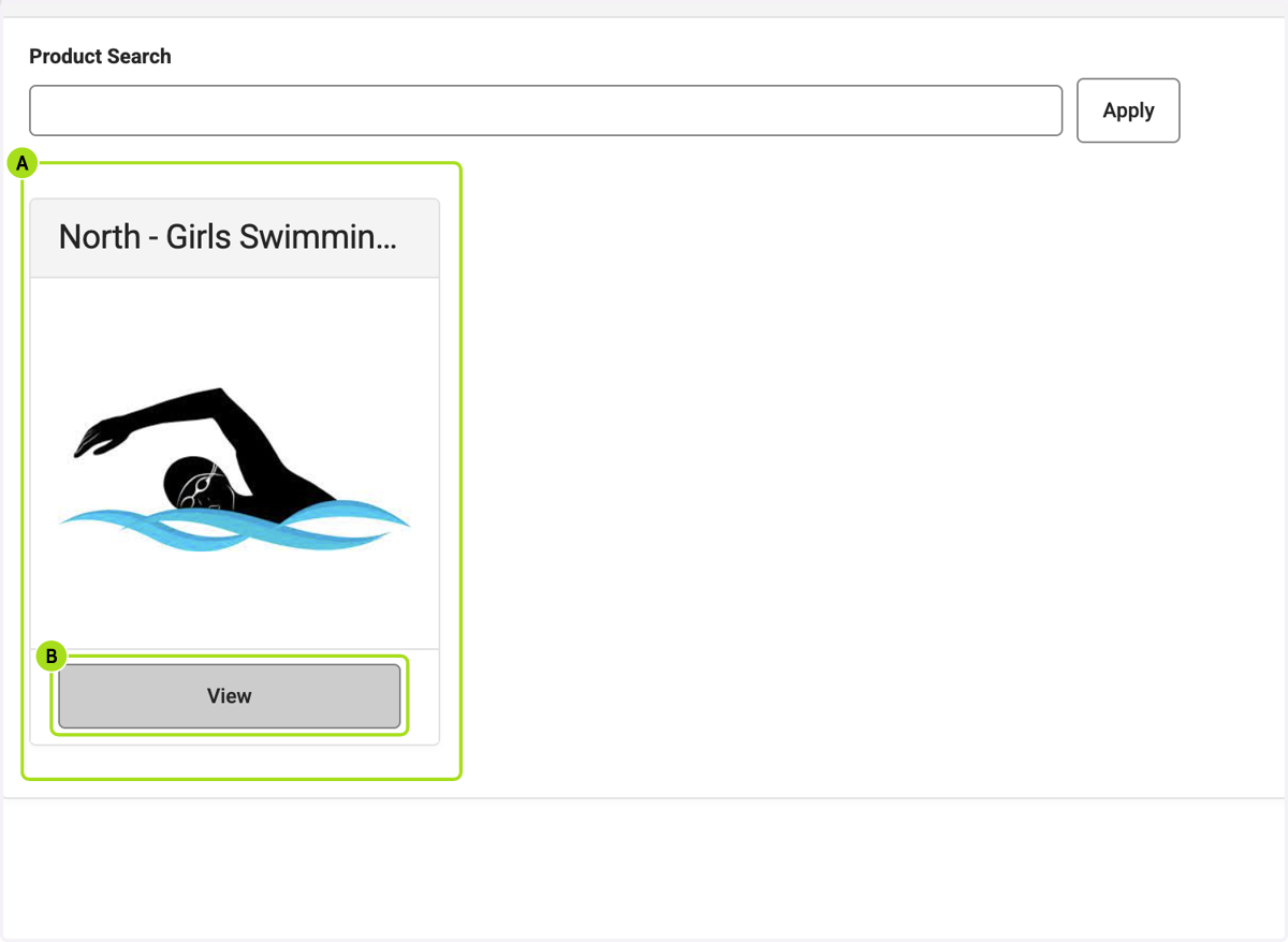 A. Click on the sport you would like your child to participate in B. Click on View