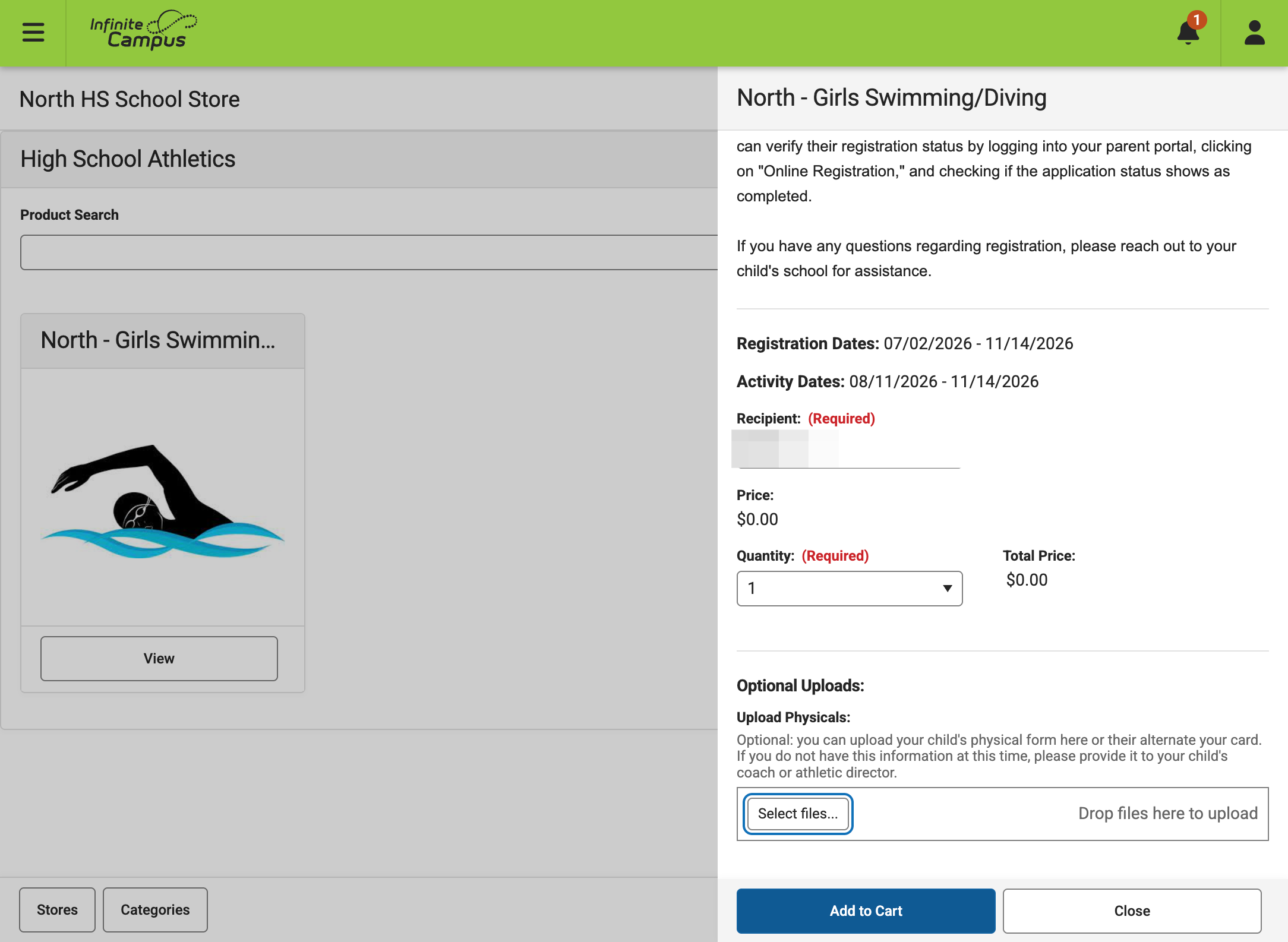 A. Click on Optional Uploads if you are uploading a physical or alt year card B. Click on Select files... C. Click on Add to Cart