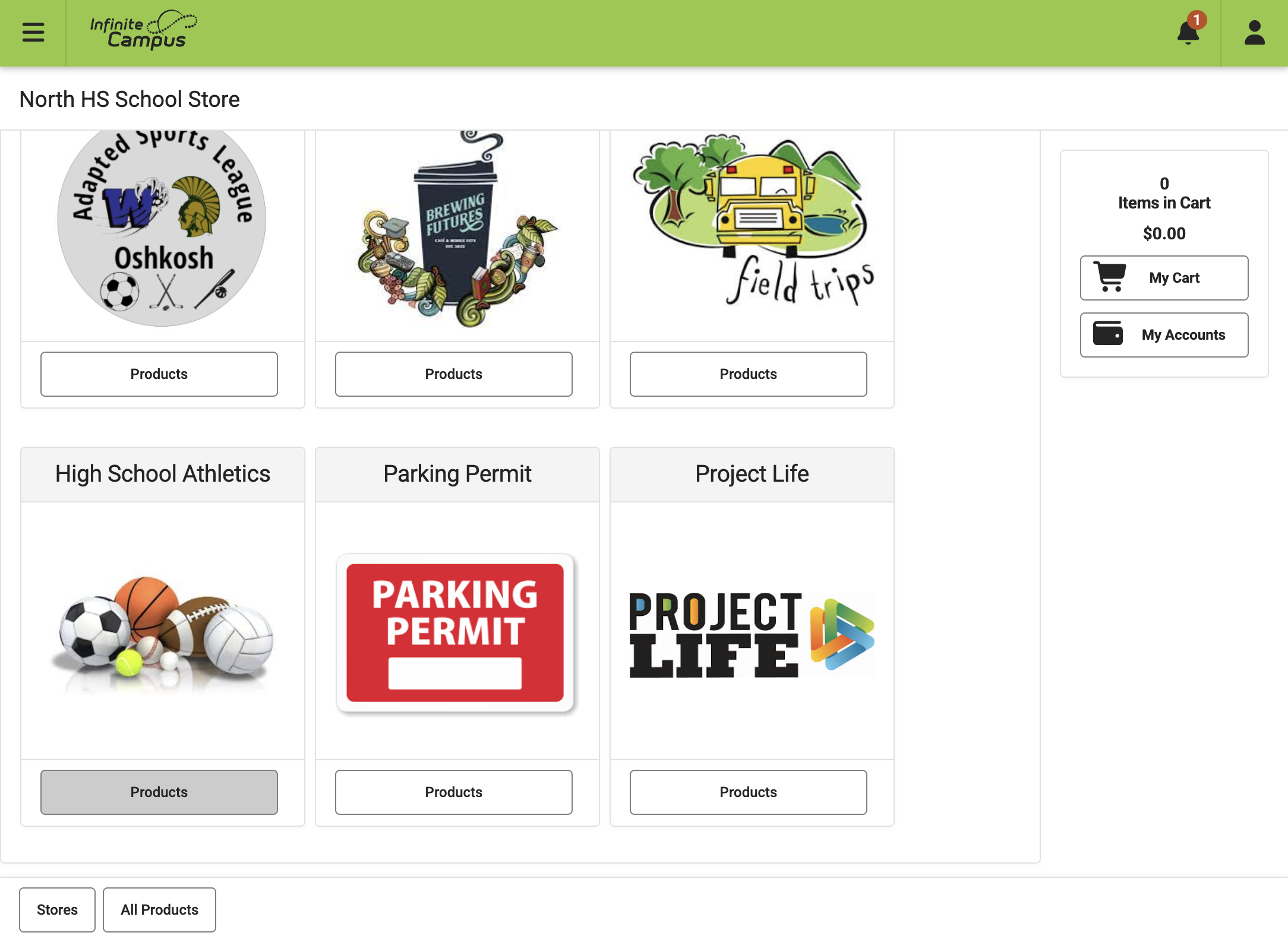 A. Click on High School Athletics… B. Click on Products