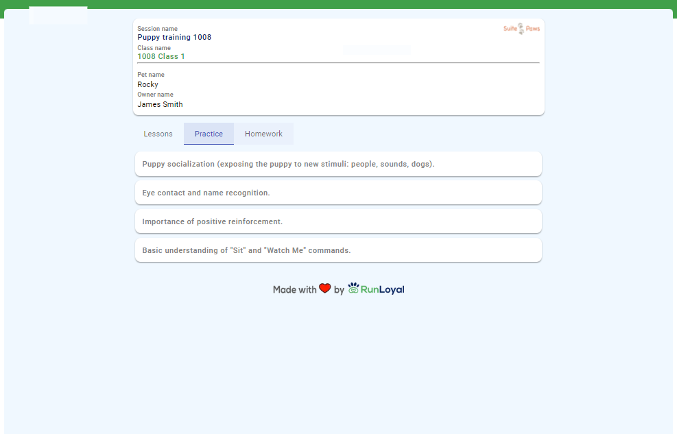Pet Owners can navigate to the homework section.