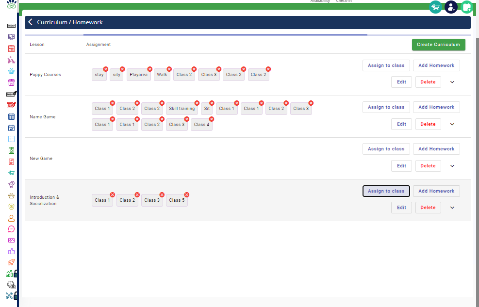 The assigned classes will be displayed in the list.