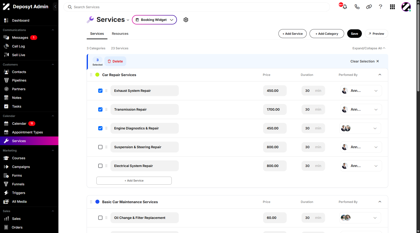 Step 5: Click 'Delete' to bulk delete all selected services.