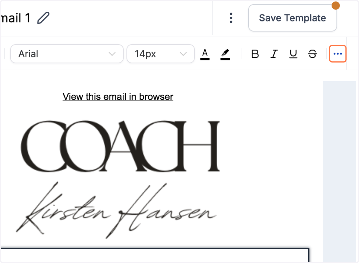 Husk at trykke Save Template/Gem skabelon engang i mellem, så risikerer du ikke at miste noget, hvis du har været igang længe. Der er autosave aktiveret, så det er blot en ekstra sikkerhed.