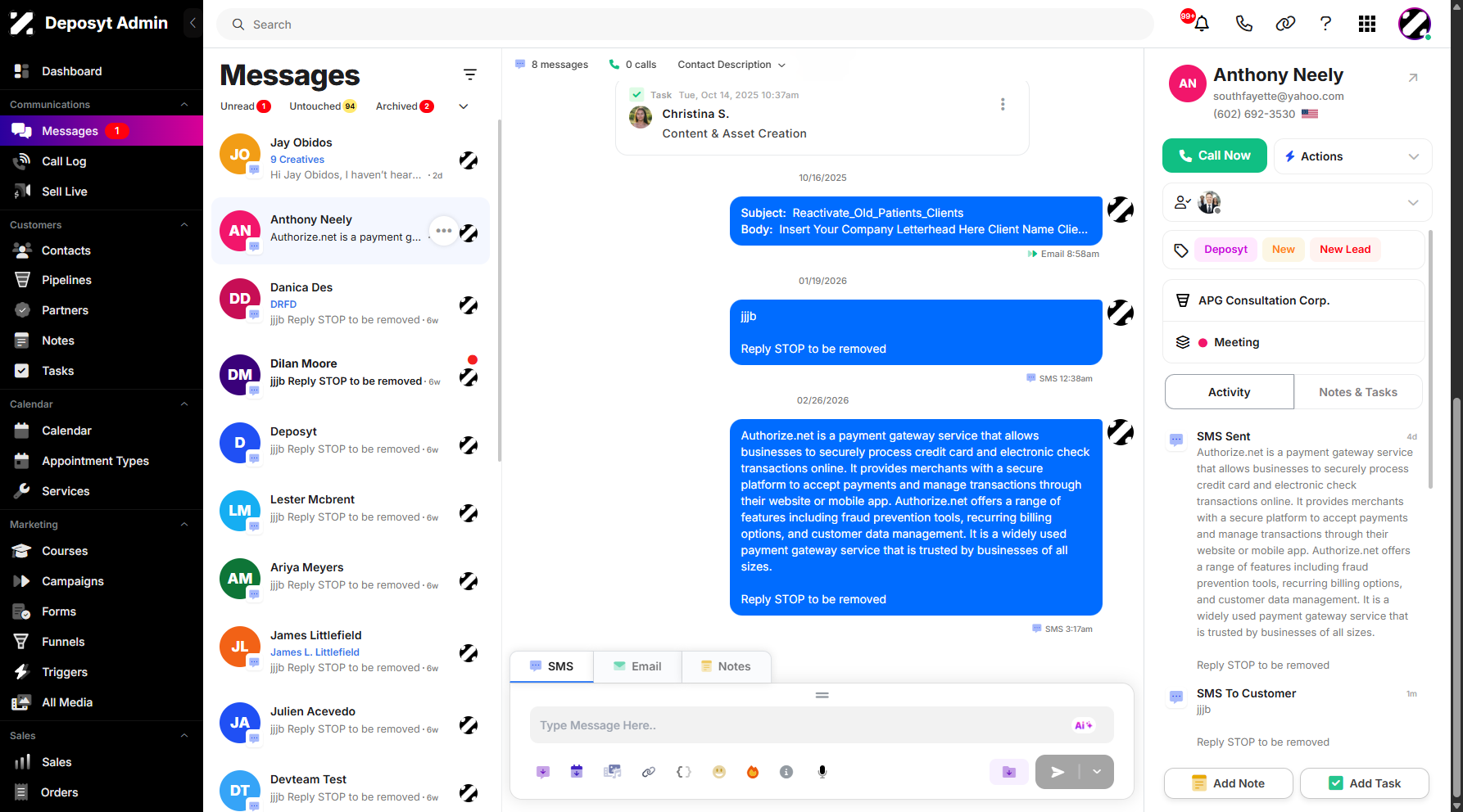 Step 2: Select a message, then click on it.
