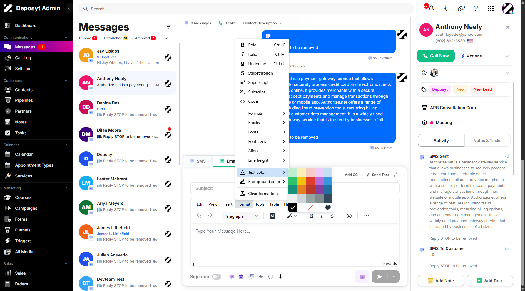 Step 15: The Text Color option lets you enhance your email’s design by adding color to your text.