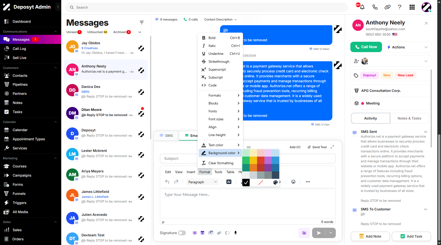 Step 16: Similar to Text Color, the Background Color feature lets you improve your email’s design and emphasize certain words by applying a background color.