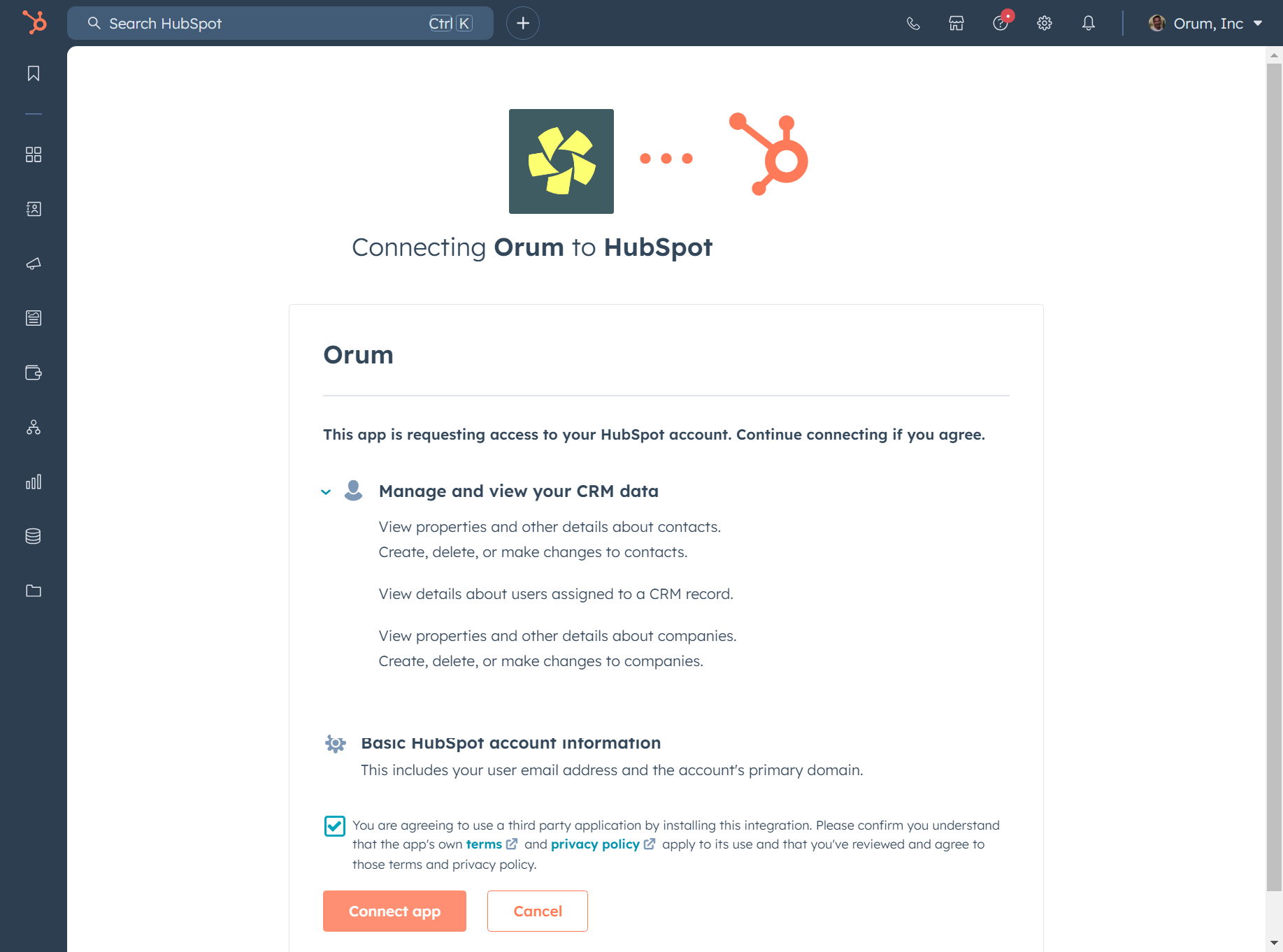 Click on Connect app